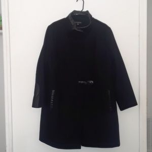 VIA SPIGA Black Wool Peacoat faux leather